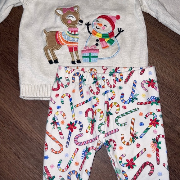 Gymboree Christmas Reindeer & Snowman Appliqué Sweater & Legging Set (18-24m) - Picture 3 of 7